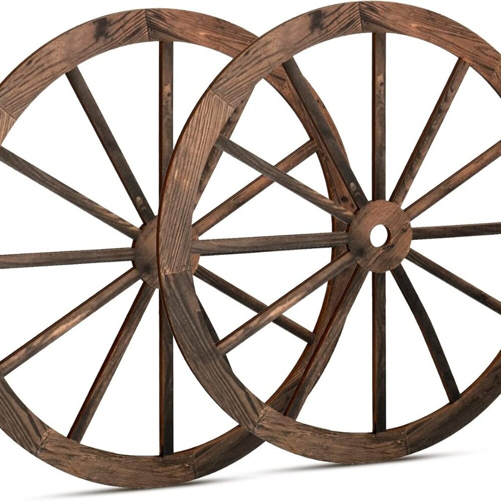 2 Pcs Wagon Wheel Decor Wooden Western Cowboy Party Decorations Vintage Rustic W